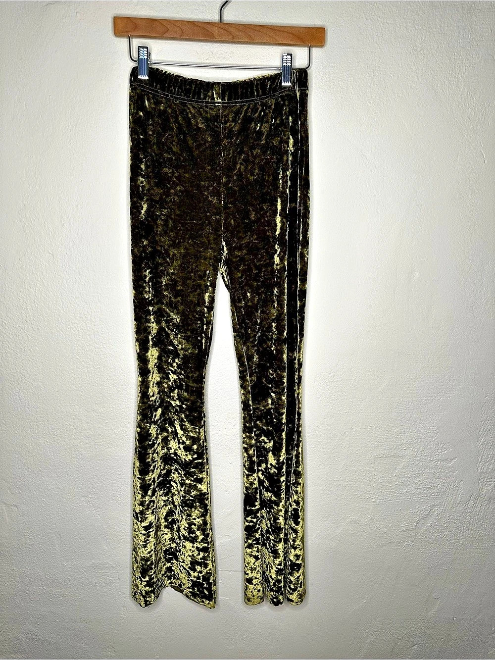 Urban Renewal Green Velvet Flare Leggings